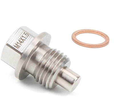 M14 x 1.5 palam longkang minyak magnetik, keluli tahan karat dengan magnet neodymium dan mesin basuh tembaga, serasi dengan Ford, Honda, GM, Hyundai, dan banyak lagi